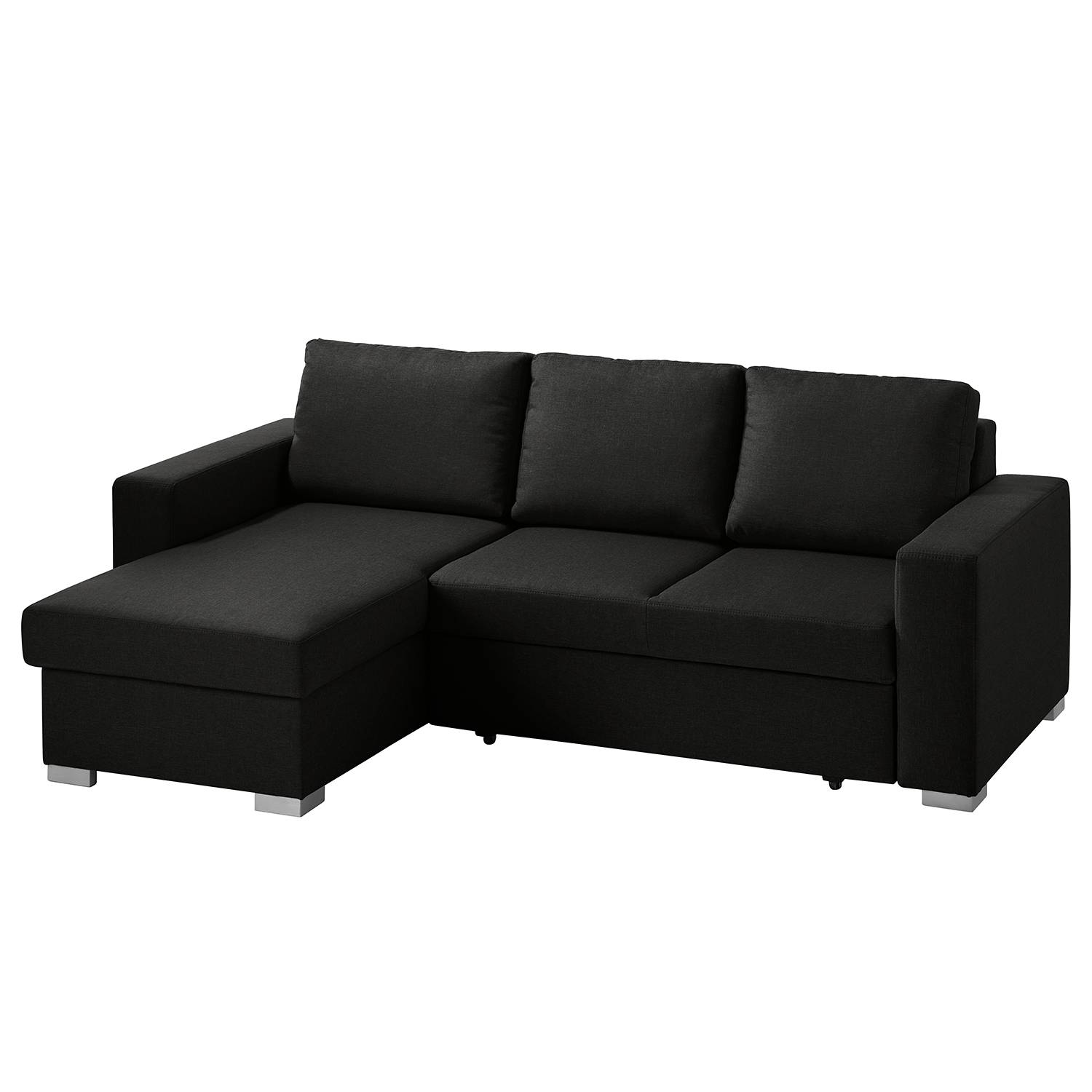 ecksofa latina mit schlaffunktion flachgewebe longchair beidseitig montierbar schwarz 4850832