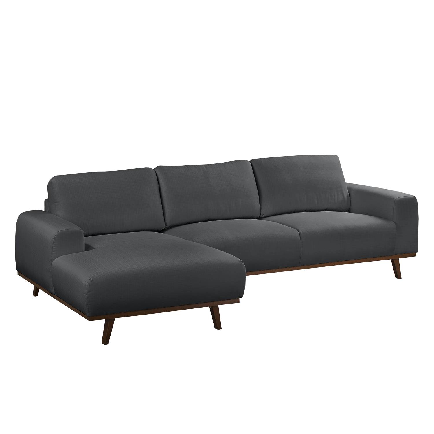 home24 Mørteens Ecksofa Lauris 2-Sitzer Hellanthrazit Strukturstoff 286x81x152 cm
