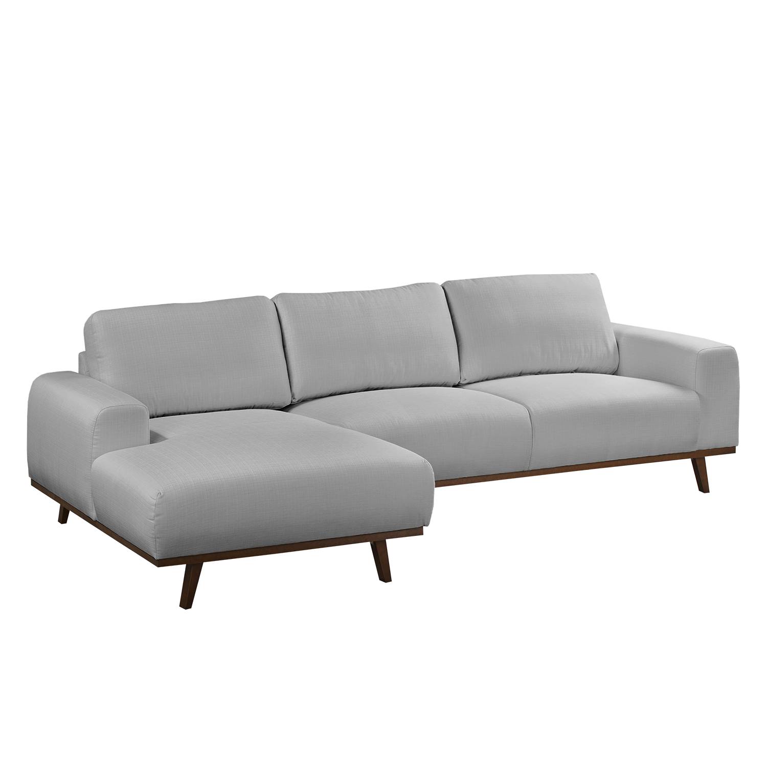 home24 Mørteens Ecksofa Lauris 2-Sitzer Hellgrau Strukturstoff 286x81x152 cm
