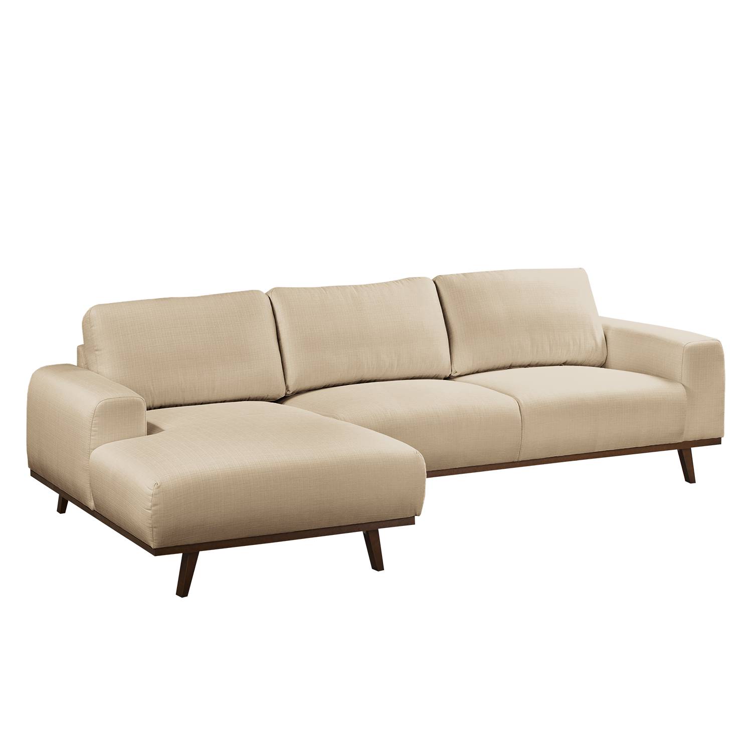 goedkoop Hoekbank Lauris structuurstof Longchair vooraanzicht links Aardekleurig Morteens