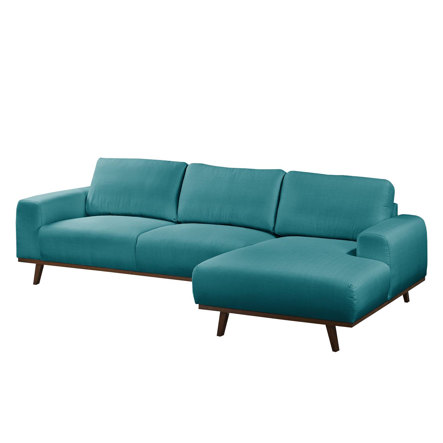 home24 Mørteens Ecksofa Lauris 2-Sitzer Türkis Strukturstoff 286x81x152 cm