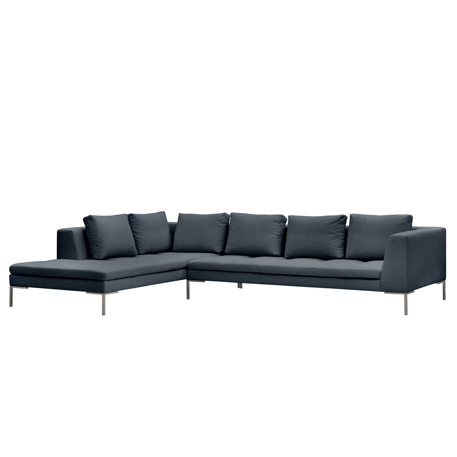 goedkoop Hoekbank Madison I geweven stof Ottoman vooraanzicht links 319cm Stof Anda II Grijs Studio Copenhagen