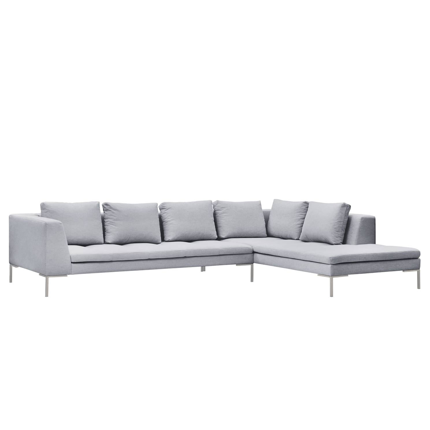 goedkoop Hoekbank Madison I geweven stof Ottoman vooraanzicht rechts 319cm Stof Milan Lichtgrijs Studio Copenhagen