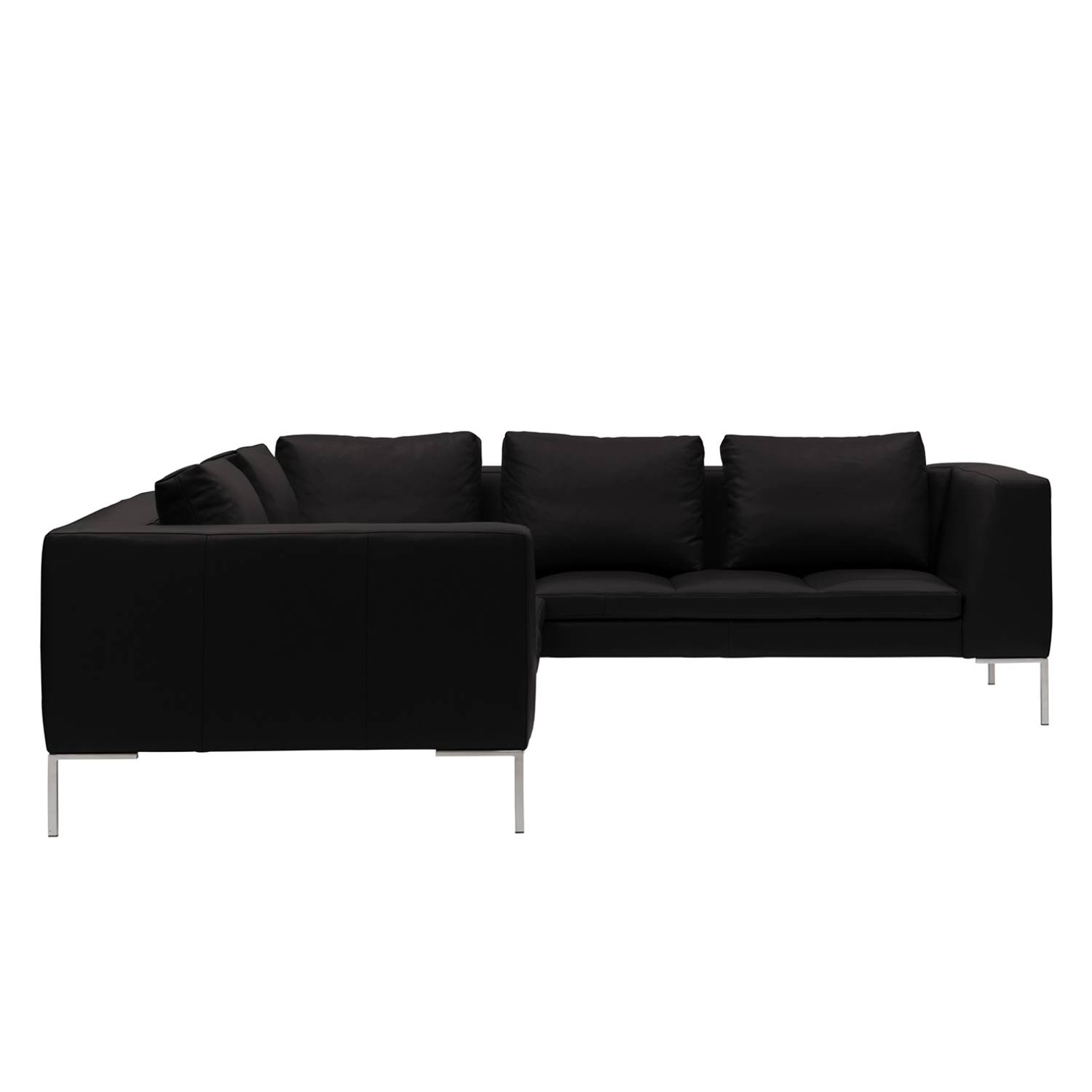 goedkoop Hoekbank Madison II echt leer 2zitsbank vooraanzicht links 238cm Echt leer Neka Zwart Studio Copenhagen