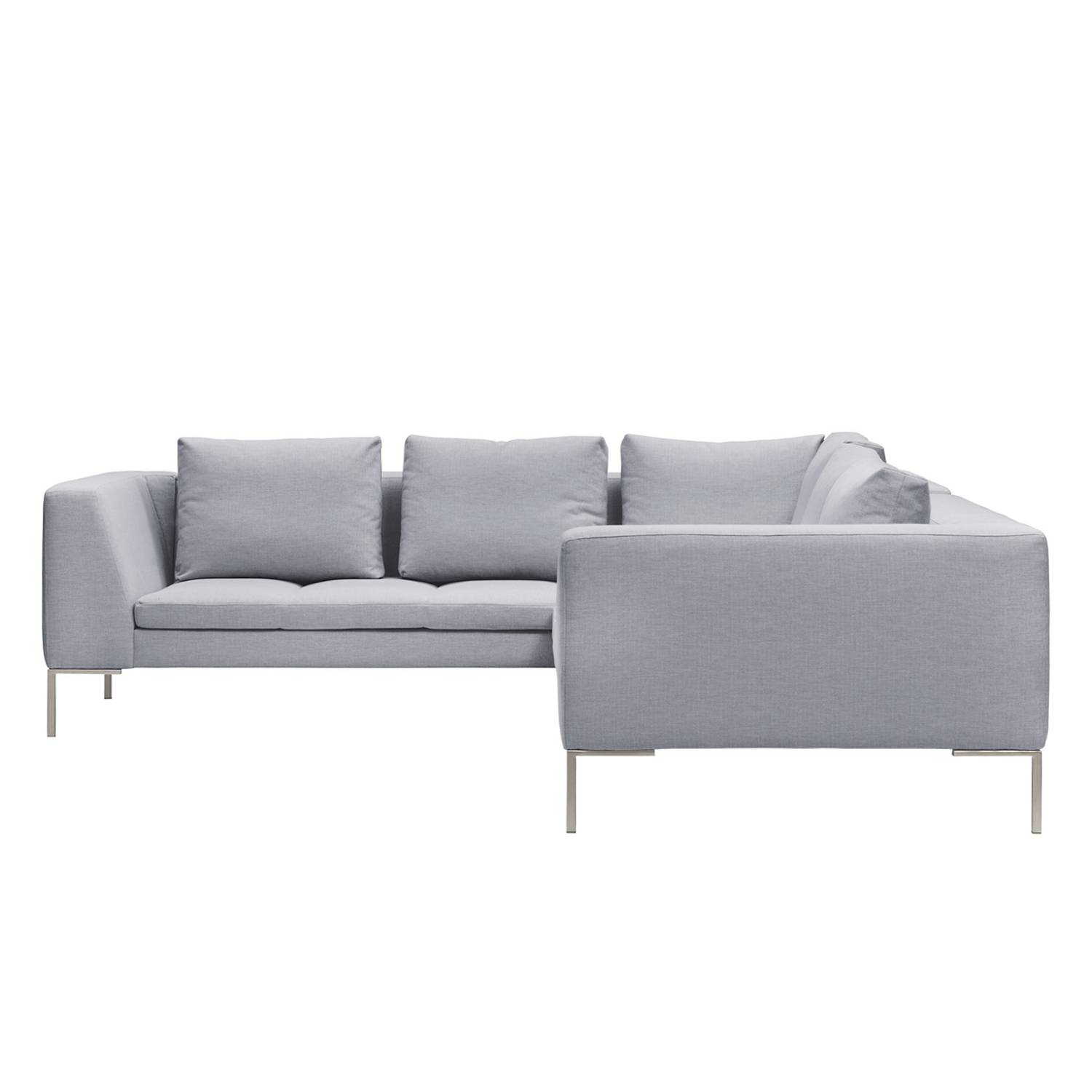 goedkoop Hoekbank Madison II geweven stof 2zitsbank vooraanzicht rechts 238cm Stof Milan Lichtgrijs Studio Copenhagen