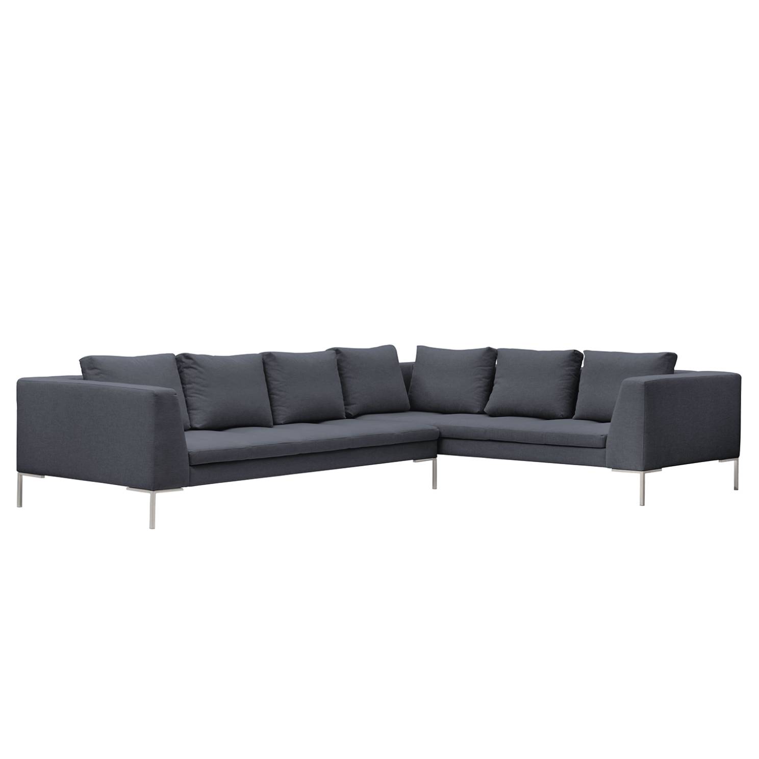 goedkoop Hoekbank Madison II geweven stof 2zitsbank vooraanzicht rechts 319cm Stof Milan Antraciet Studio Copenhagen