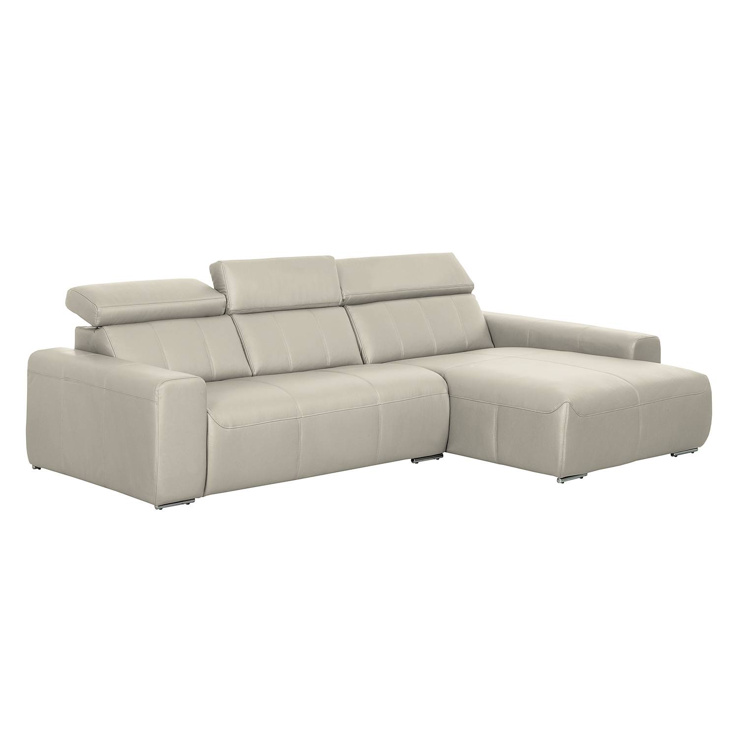 goedkoop Hoekbank Malvern I echt leer longchair vooraanzicht rechts Lichtgrijs Modoform
