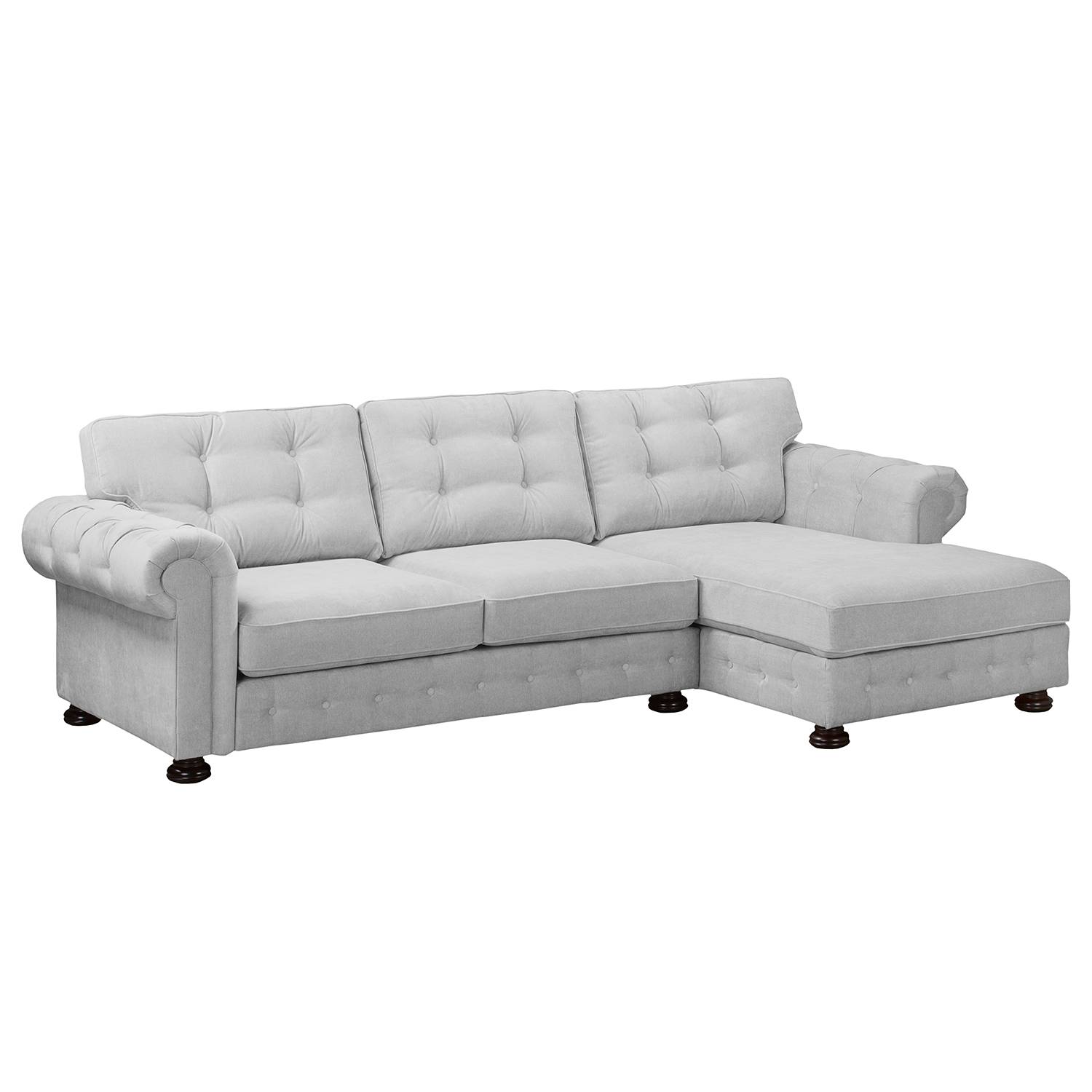 home24 Velvet Studio Ecksofa Marau Kies Microfaser 302x93x166 cm