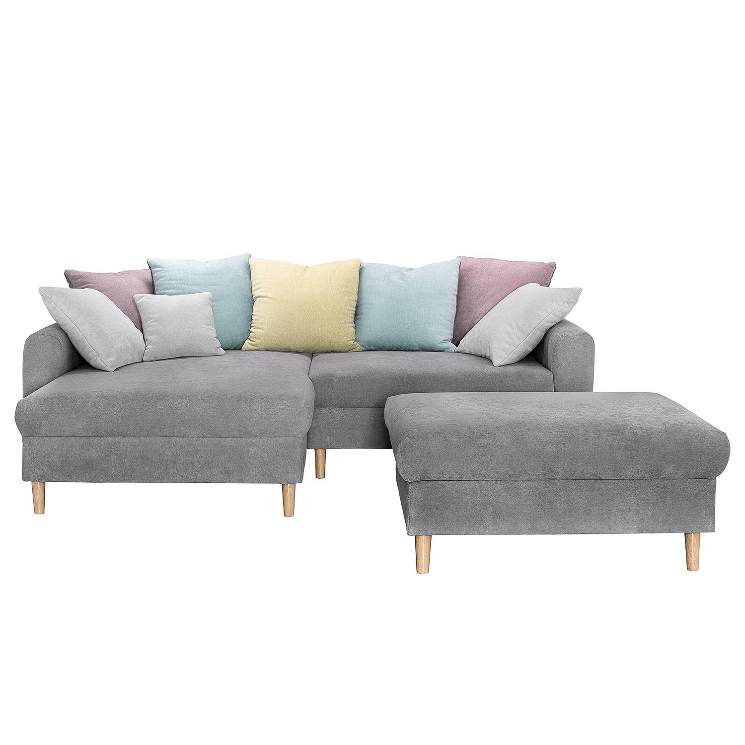 goedkoop Hoekbank Margate microvezel Longchair vooraanzicht links Hocker Grijs Morteens