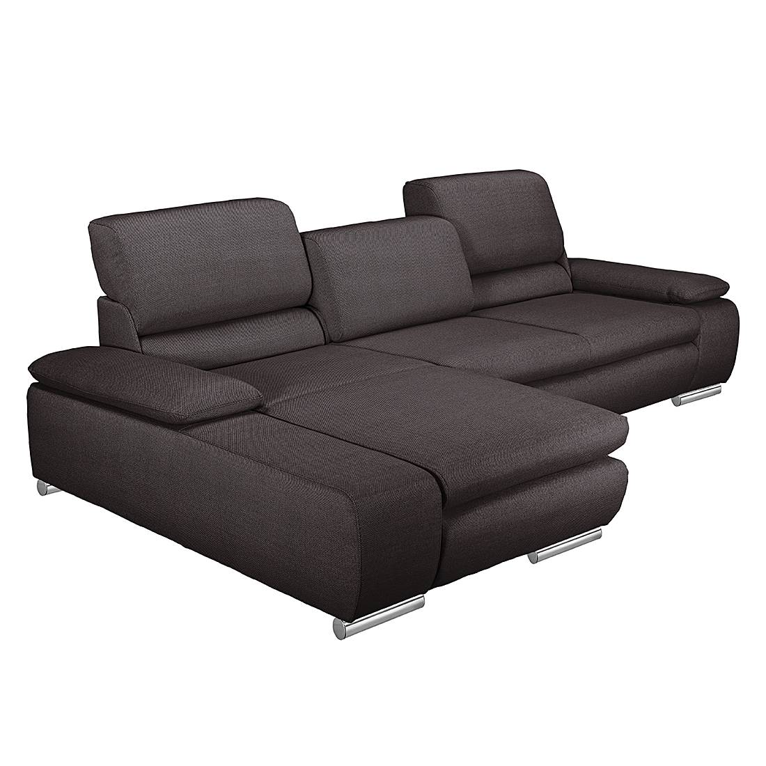 goedkoop Hoekbank Masca II structuurstof longchair vooraanzicht links Met slaapfunctie Bruin Fredriks