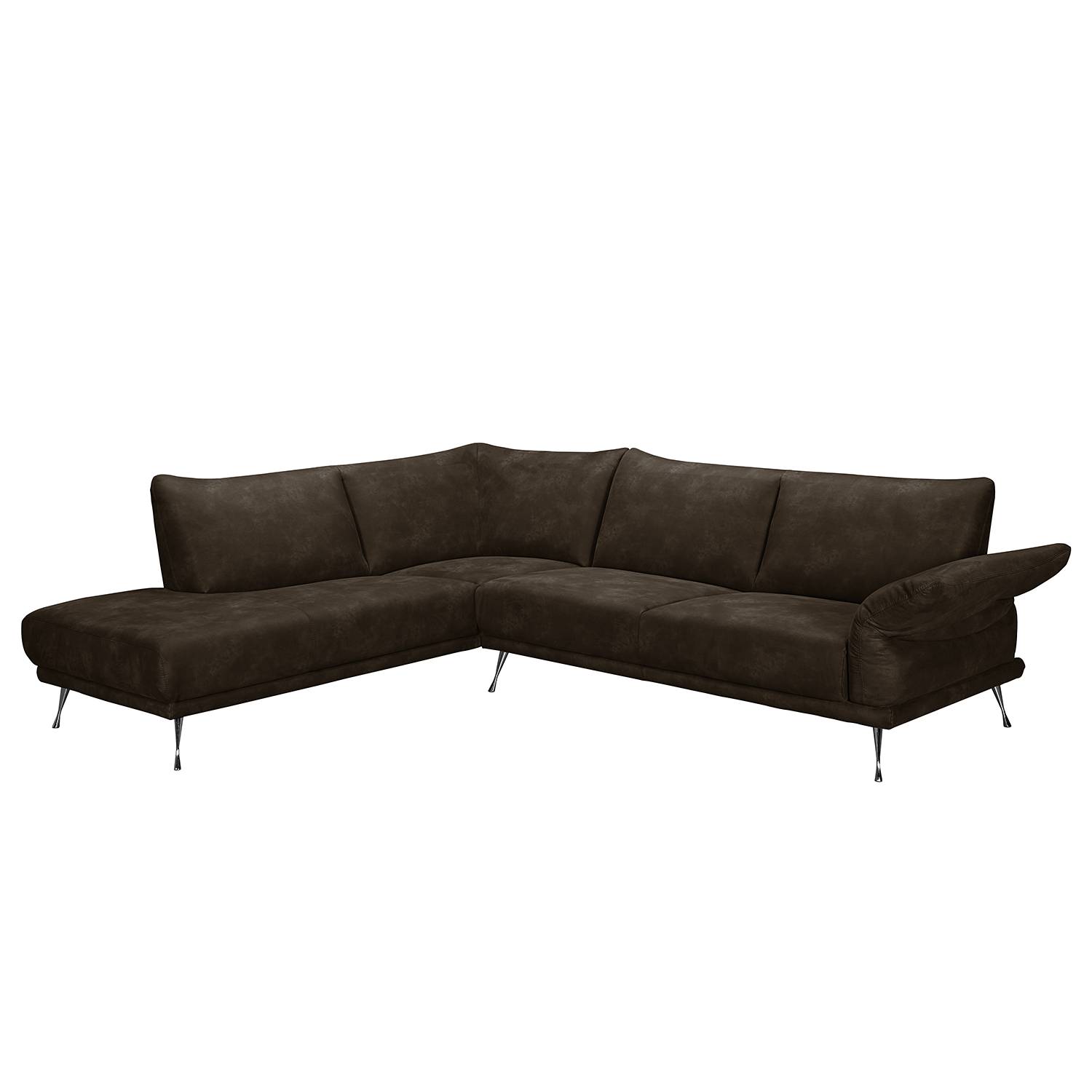 home24 loftscape Ecksofa Milan Espresso Microfaser 272x85x230 cm (BxHxT) Modern