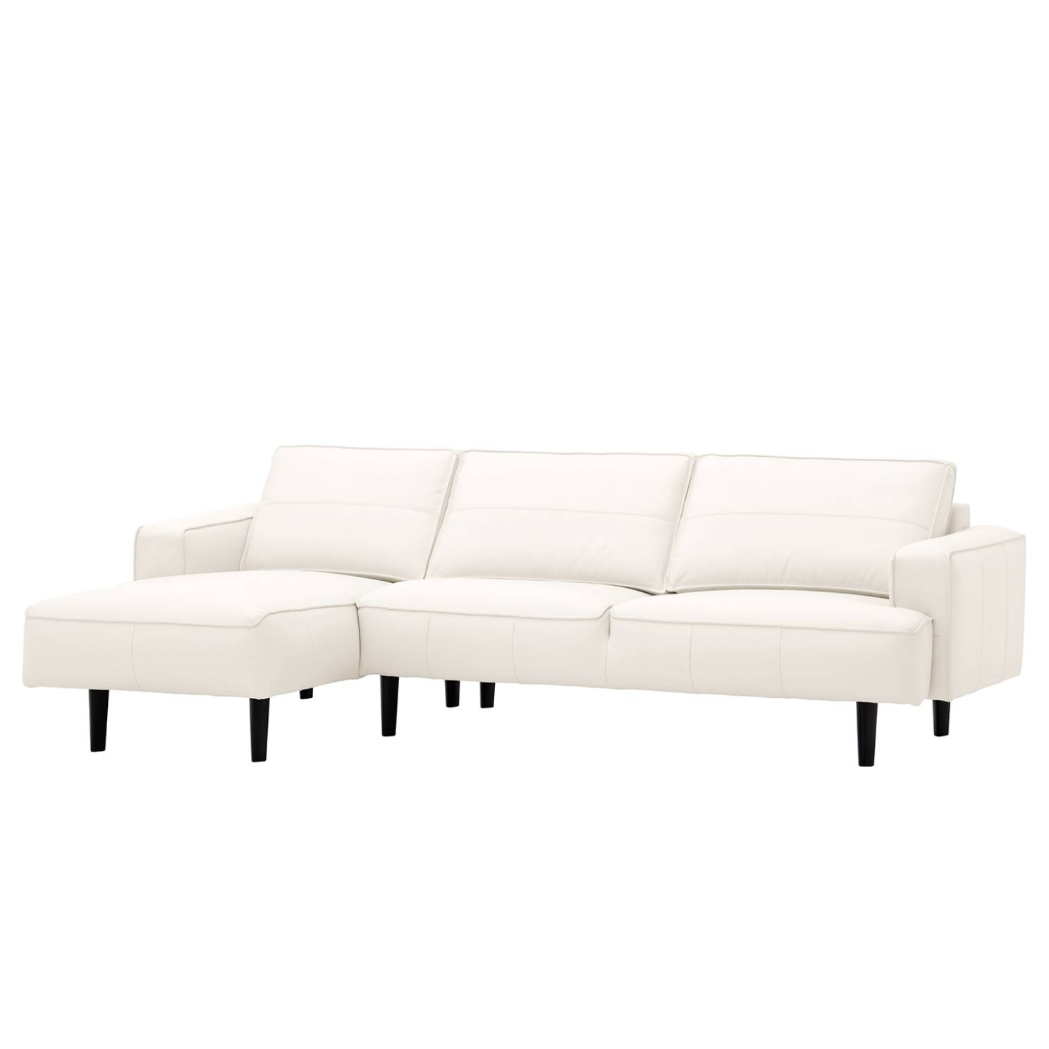 goedkoop Hoekbank Navona echt leer longchair vooraanzicht links Zwart Echt leer Neka Crèmekleurig Studio Copenhagen