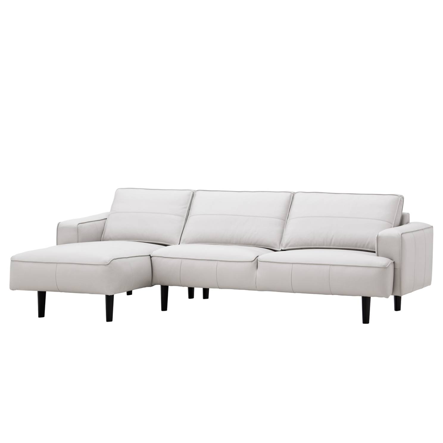 goedkoop Hoekbank Navona echt leer longchair vooraanzicht links Zwart Echt leer Neka Lichtgrijs Studio Copenhagen
