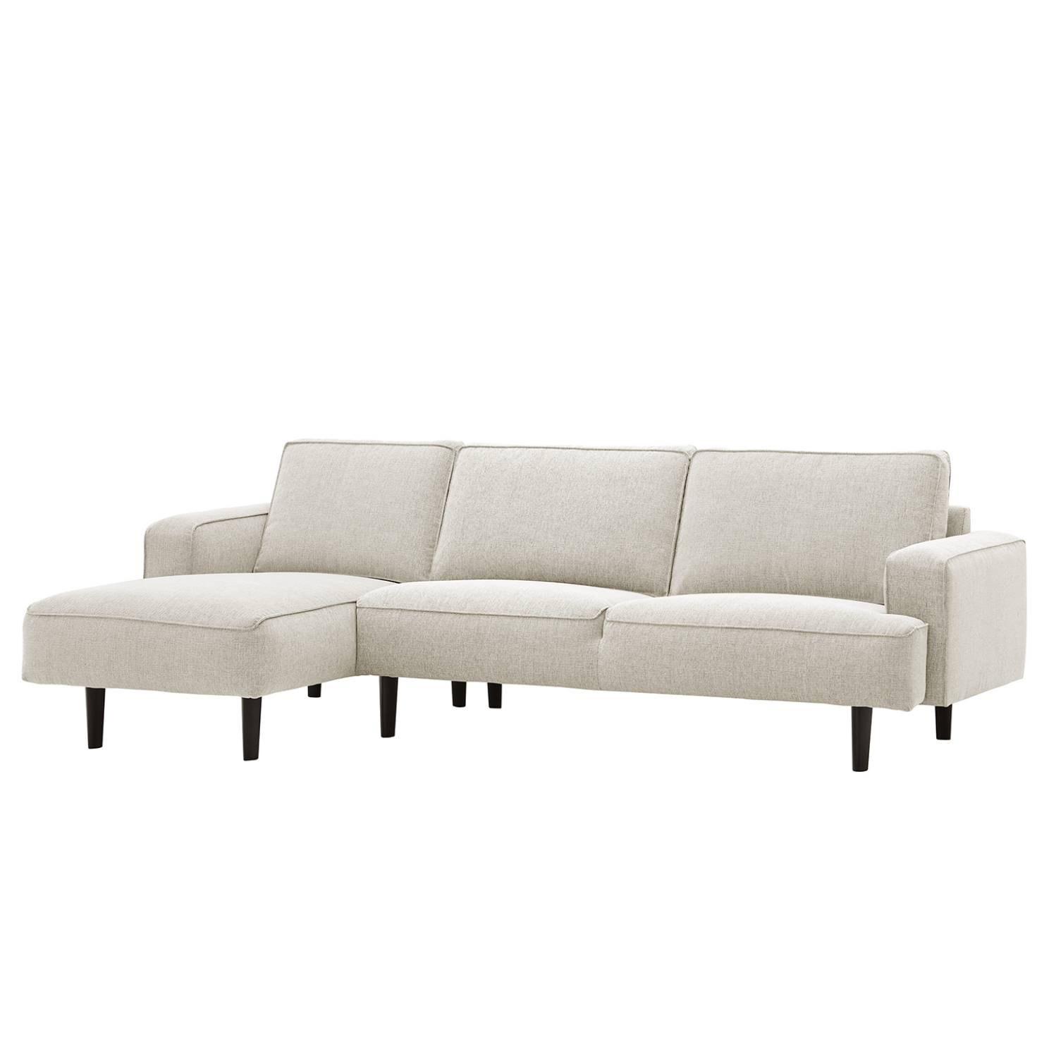 goedkoop Hoekbank Navona geweven stof longchair vooraanzicht links Zwart Stof Saia Beige Studio Copenhagen