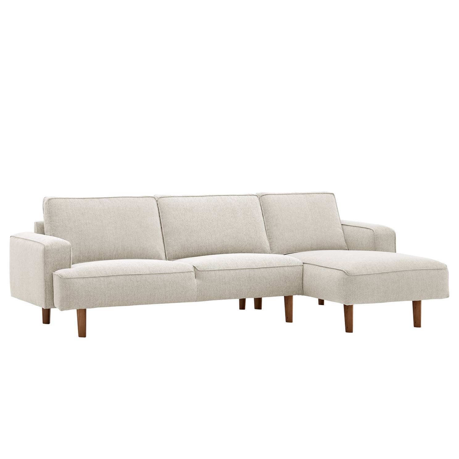 goedkoop Hoekbank Navona geweven stof longchair vooraanzicht rechts Walnootkleurig Stof Saia Beige Studio Copenhagen