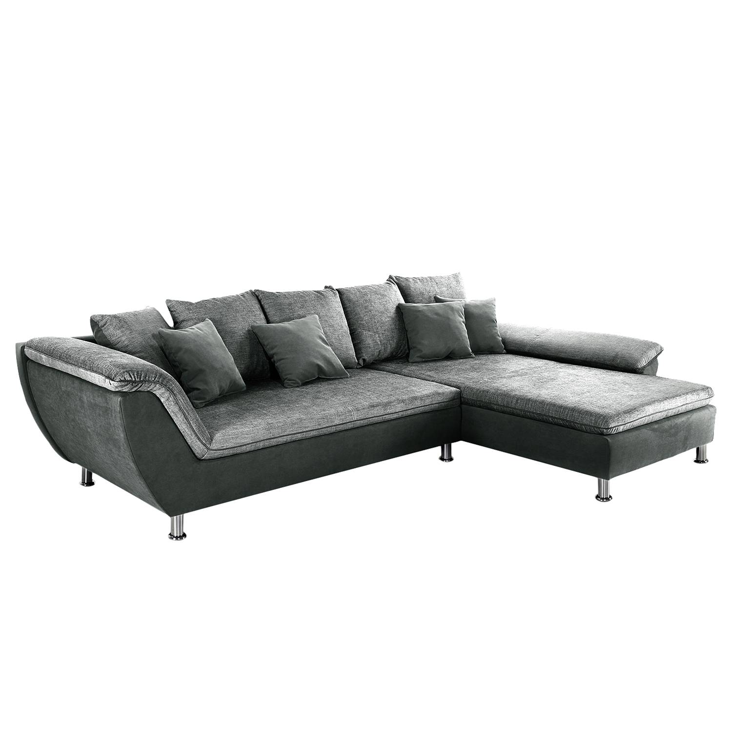 goedkoop Hoekbank Newby aan beide zijden monteerbaar vlakweefsel geweven stof Grijs lichtgrijs Home Design