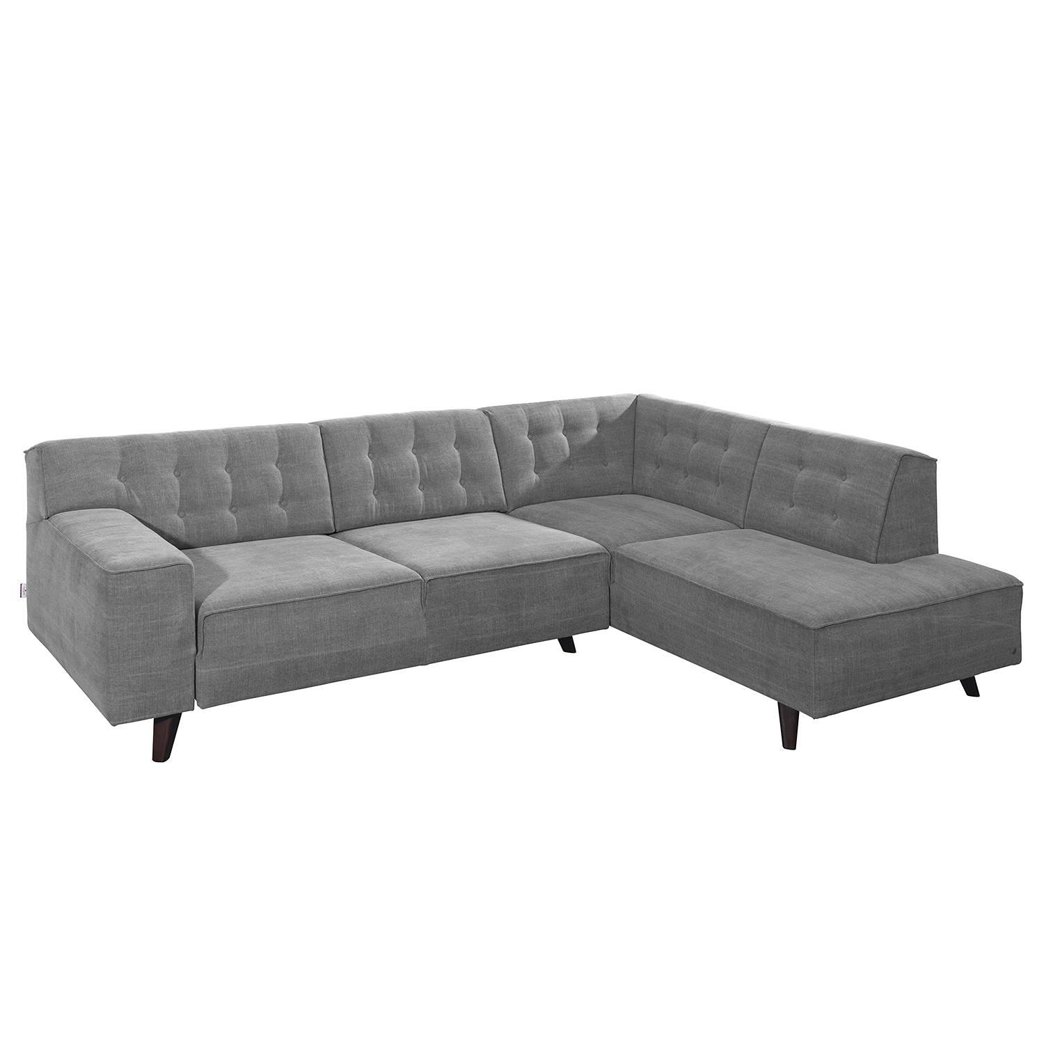 goedkoop Hoekbank Nordic Chic geweven stof longchair vooraanzicht rechts Grijs 249cm Tom Tailor