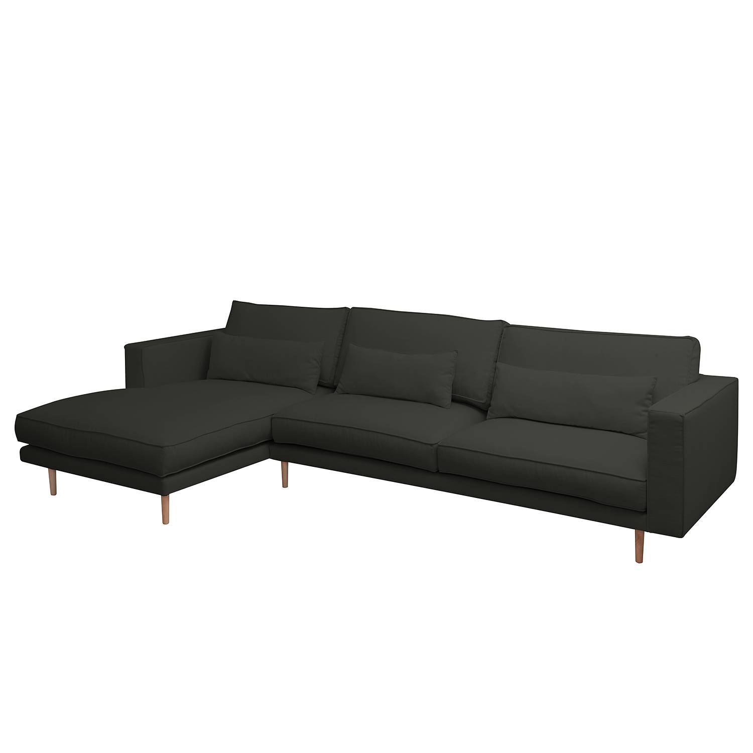 home24 Mørteens Ecksofa Lacona 3-Sitzer Pepper Strukturstoff 321x70x172 cm