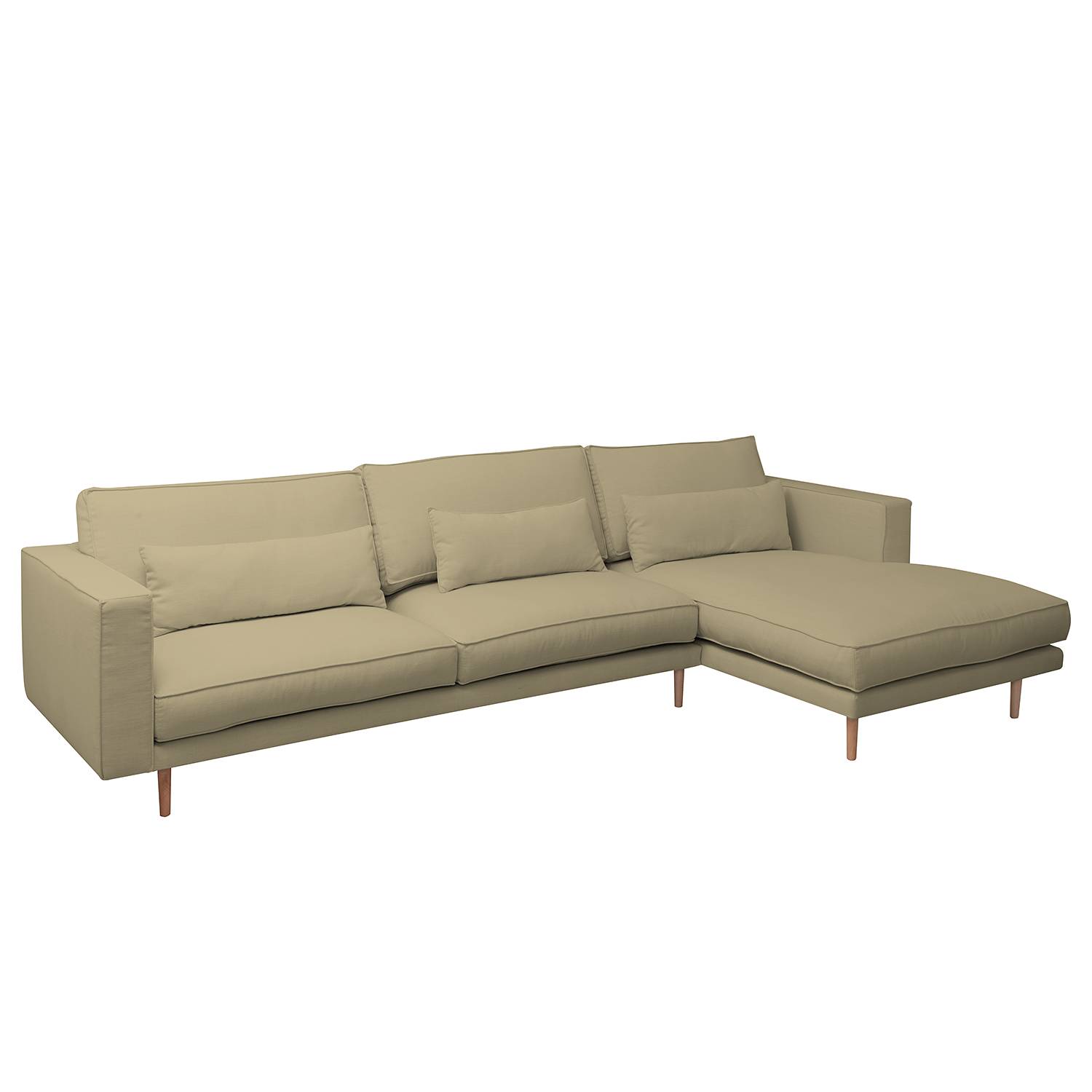 home24 Mørteens Ecksofa Lacona 3-Sitzer Cappuchino Strukturstoff 321x70x172 cm