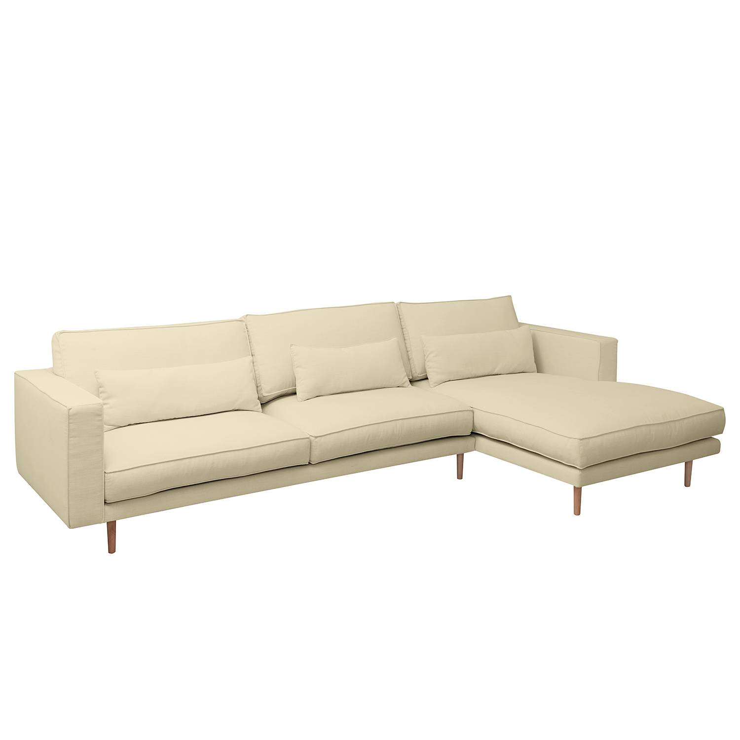 home24 Mørteens Ecksofa Lacona 3-Sitzer Creme Strukturstoff 321x70x172 cm