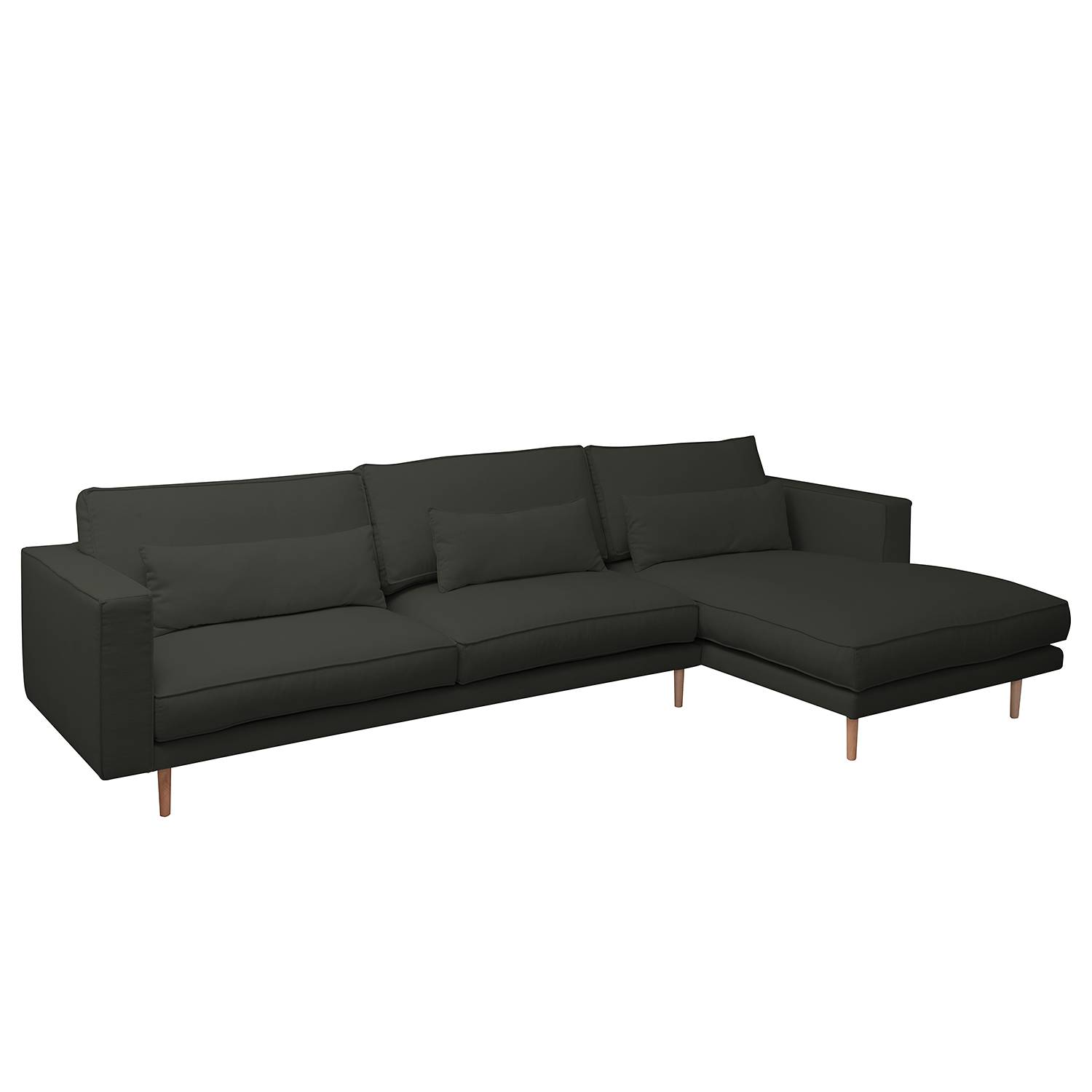goedkoop Hoekbank Oaro structuurstof Longchair vooraanzicht rechts Peperkleurig Morteens