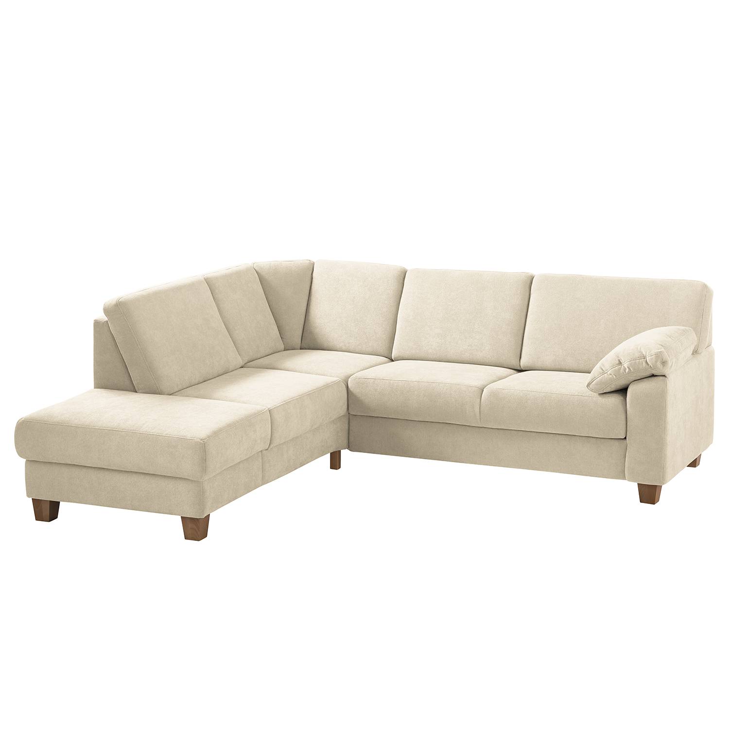 home24 Ars Natura Ecksofa Odemira Hellbeige Strukturstoff 243x88x218 cm