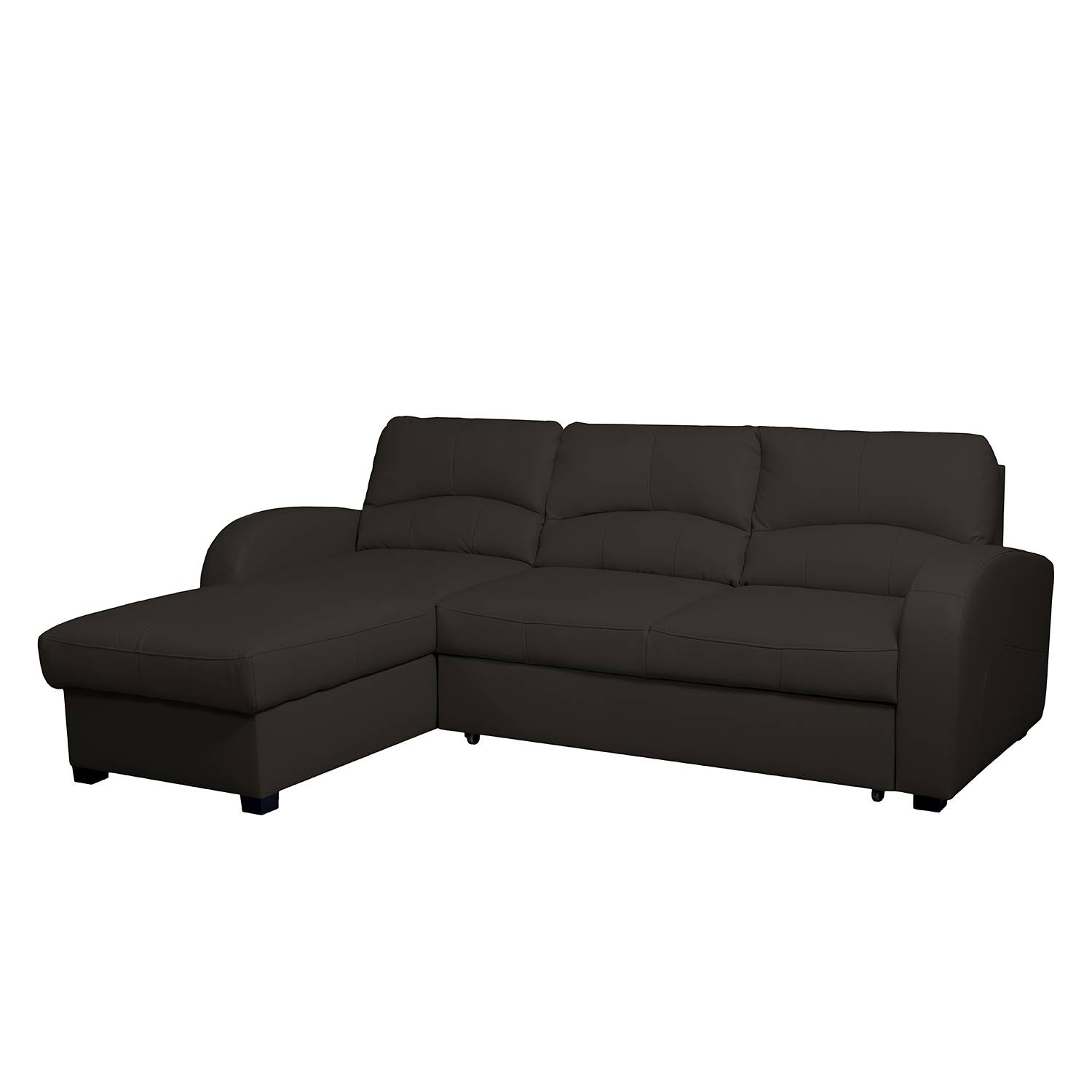 goedkoop Hoekbank Parilla met slaapfunctie echt leer Longchair vooraanzicht links Donkerbruin 229cm Nuovoform