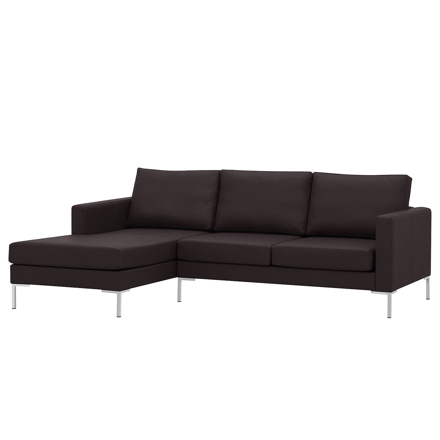 goedkoop Hoekbank Portobello echt leer longchair vooraanzicht links 207cm Echt leer Gad Donkerbruin Fredriks