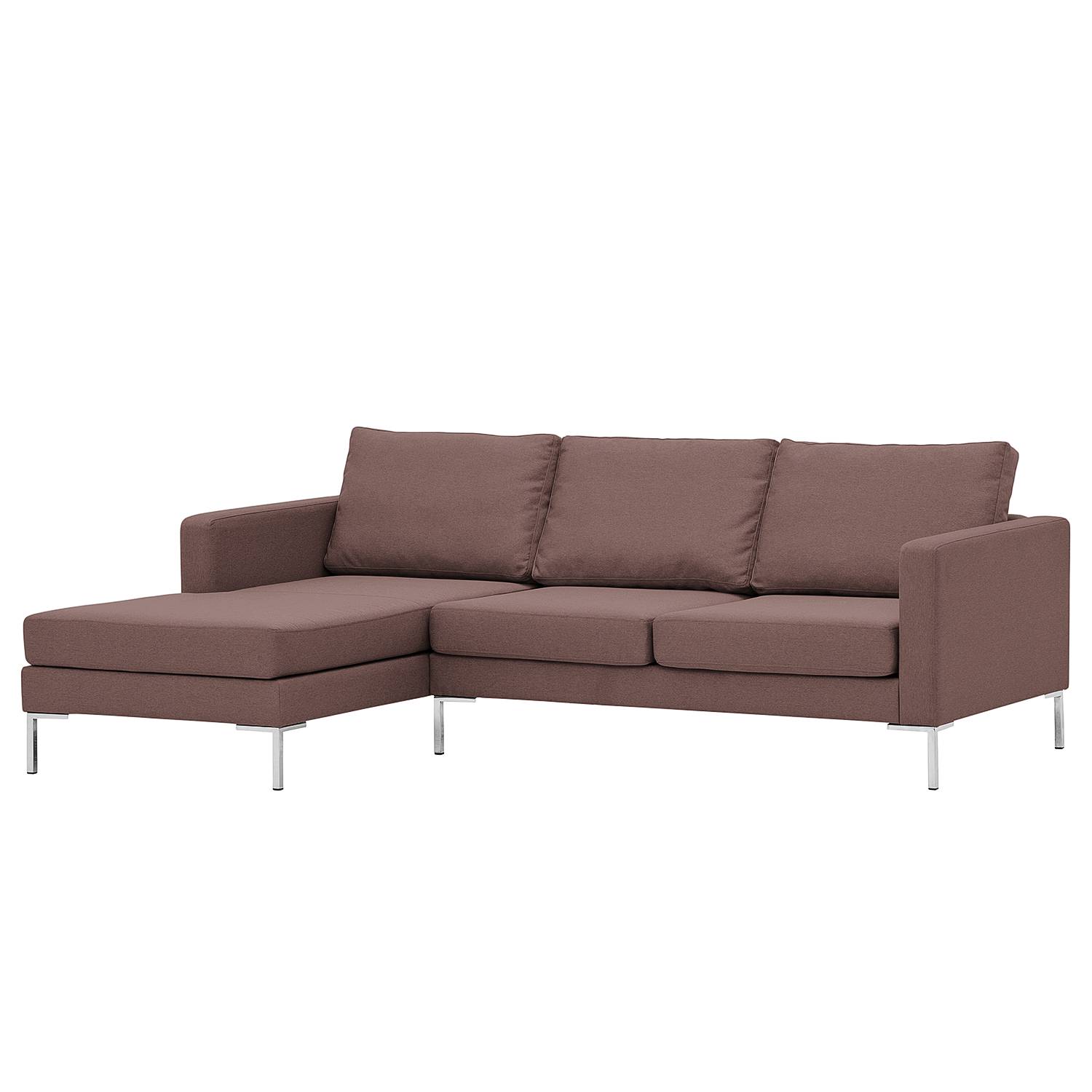 goedkoop Hoekbank Portobello geweven stof longchair vooraanzicht links 207cm Stof Milan GrijsMarron Fredriks