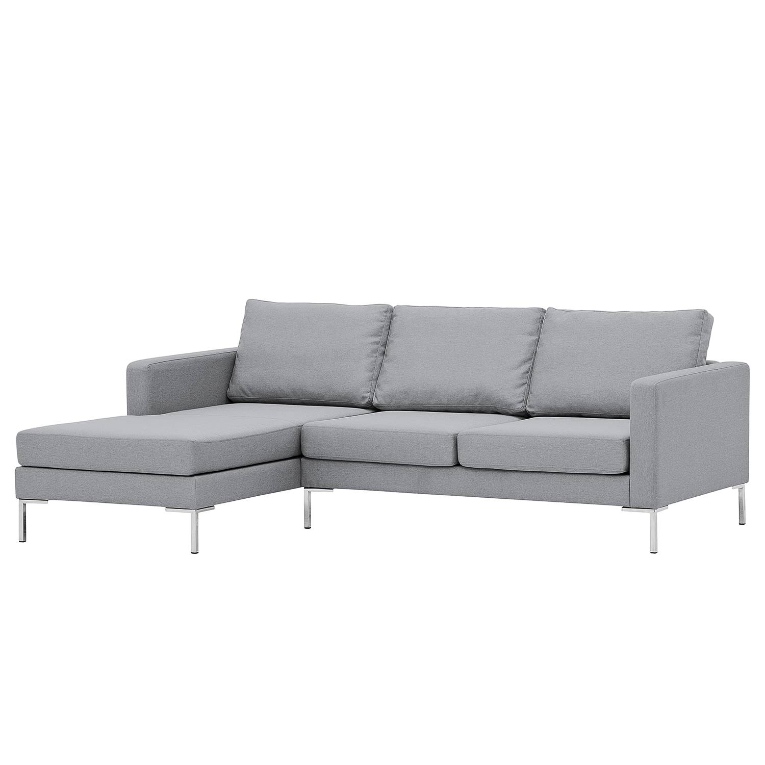 goedkoop Hoekbank Portobello geweven stof longchair vooraanzicht links 207cm Stof RamiraZilverkleurig Fredriks