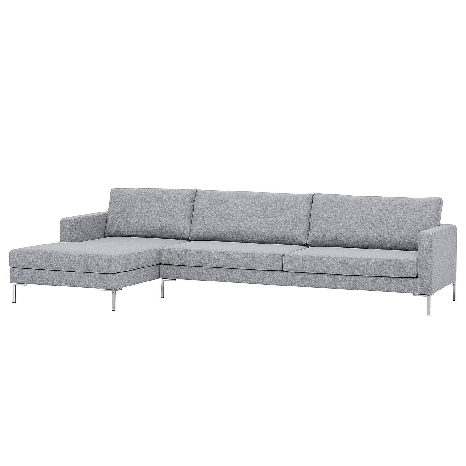 goedkoop Hoekbank Portobello geweven stof longchair vooraanzicht links 293cm Stof Milan Lichtgrijs Fredriks
