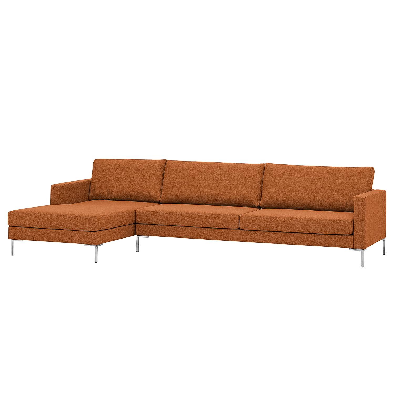 goedkoop Hoekbank Portobello geweven stof longchair vooraanzicht links 293cm Stof Milan Roestbruin Fredriks