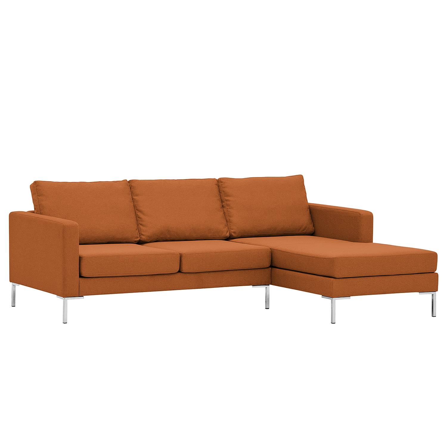 goedkoop Hoekbank Portobello geweven stof longchair vooraanzicht rechts 207cm Stof Milan Roestbruin Fredriks