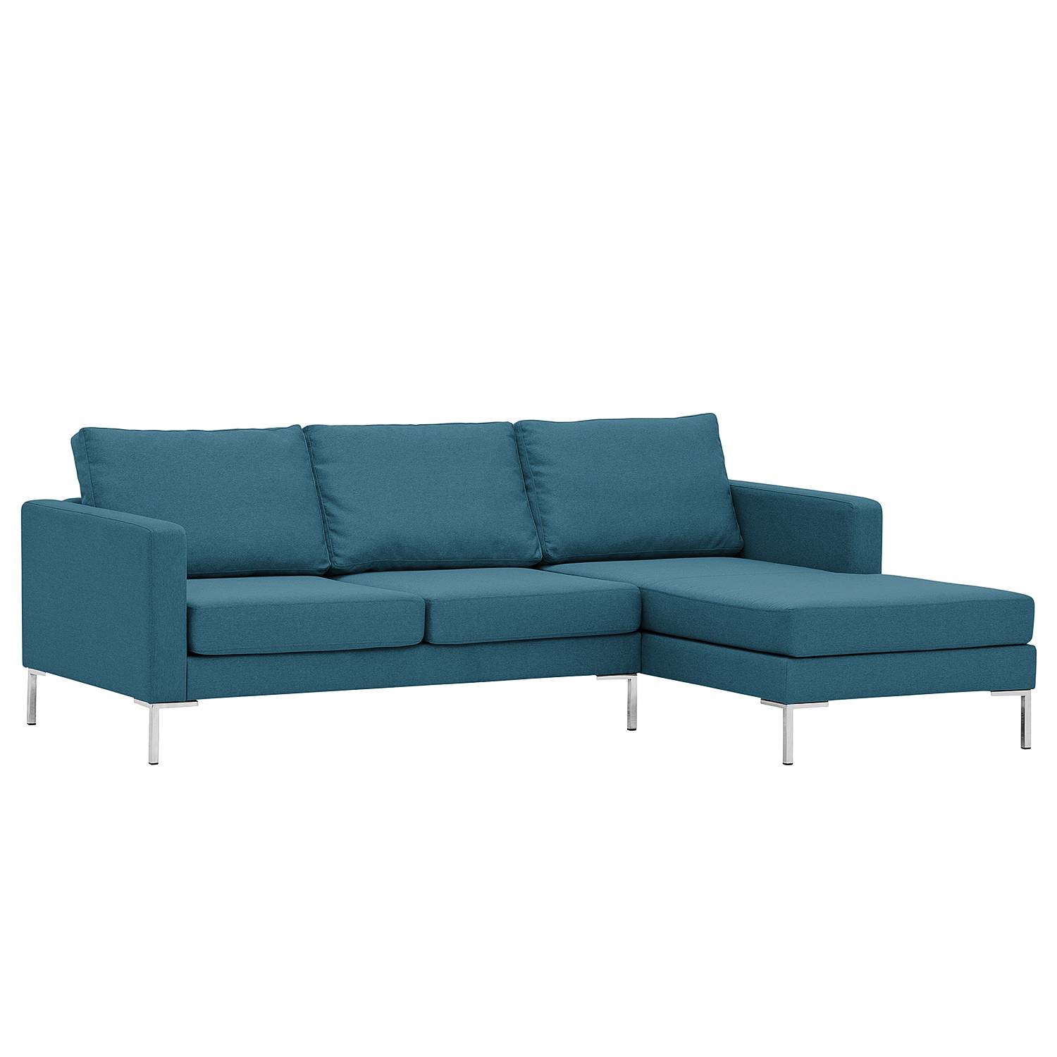 goedkoop Hoekbank Portobello geweven stof longchair vooraanzicht rechts 207cm Stof Ramira Turquoise Fredriks