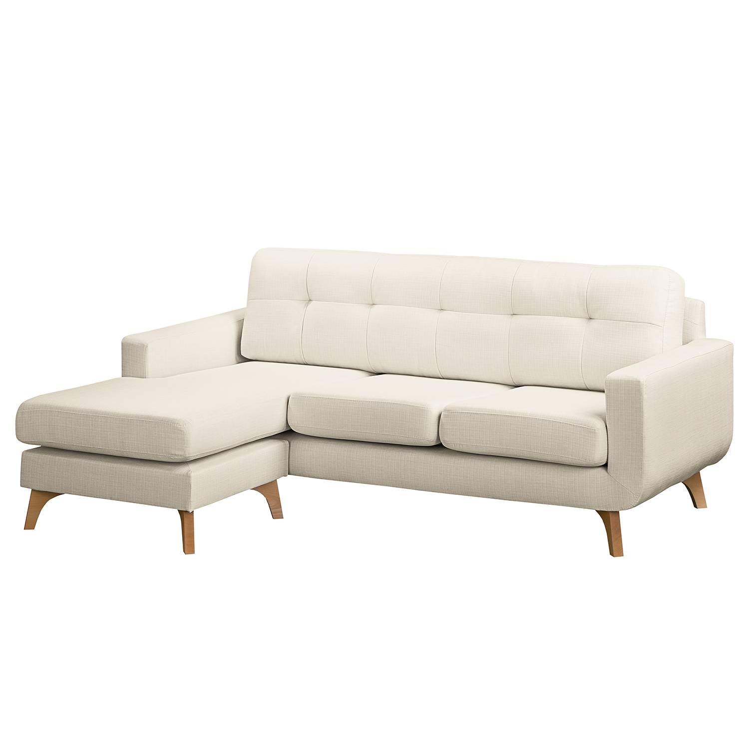 home24 Mørteens Ecksofa Postville Hellbeige Strukturstoff 208x88x150 cm