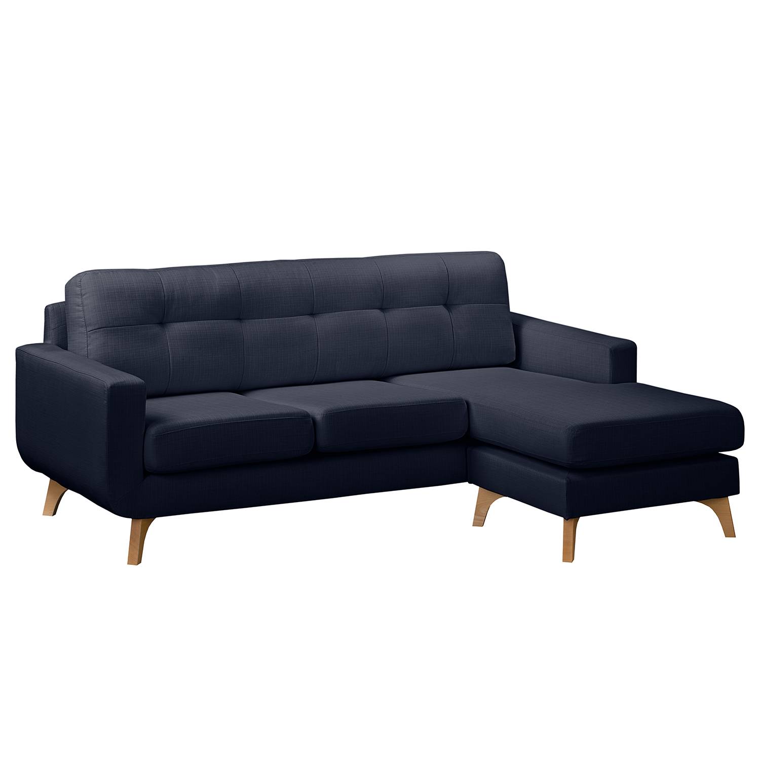 home24 Mørteens Ecksofa Postville Dunkelblau Strukturstoff 208x88x150 cm