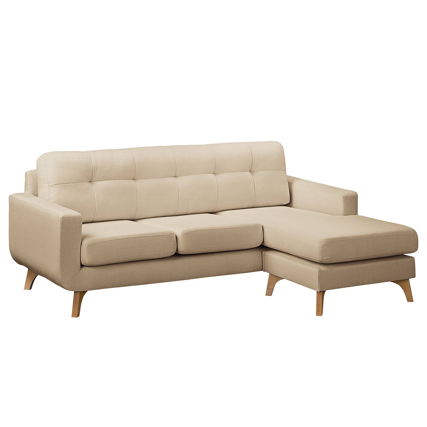 home24 Mørteens Ecksofa Postville Sand Strukturstoff 208x88x150 cm