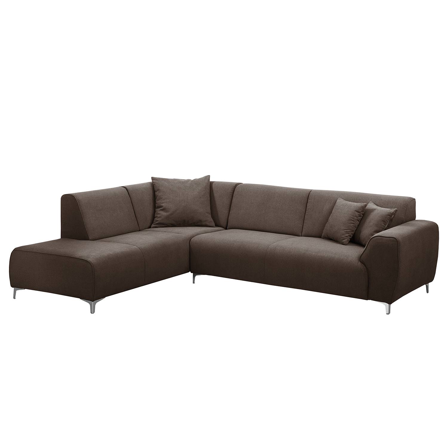 goedkoop Hoekbank Pracht microvezel Ottoman vooraanzicht links Nougatkleurig Fredriks