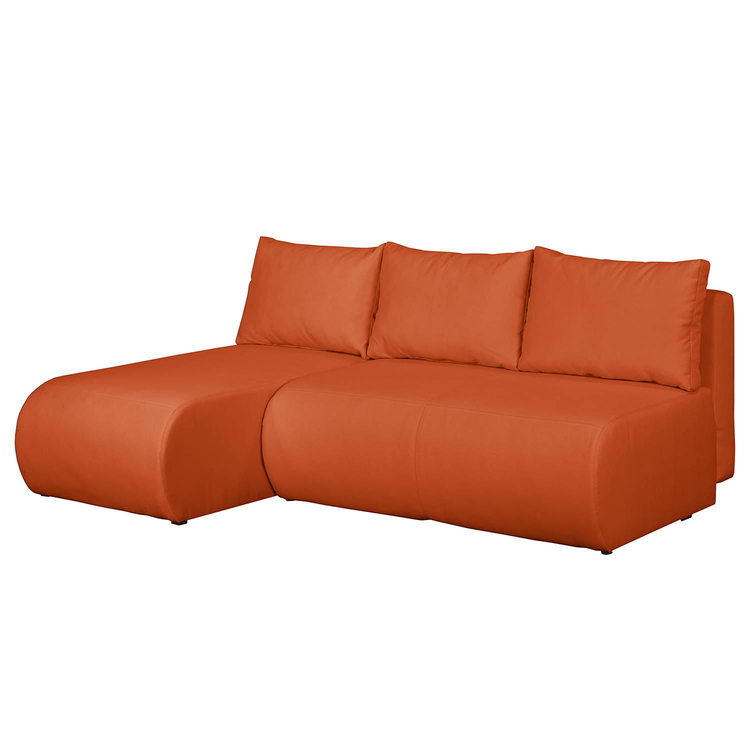 home24 Fredriks Ecksofa Rio Maria S Apricot Strukturstoff 197x75x148 cm (BxHxT) mit Schlaffunktion/Bettkasten Modern