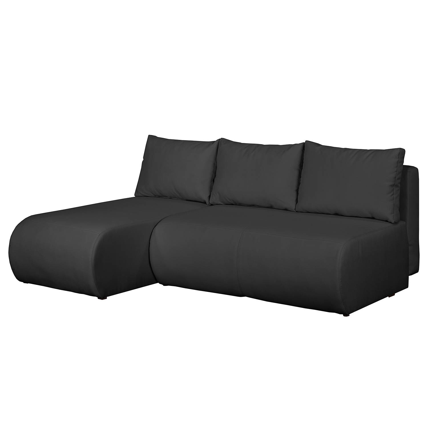 home24 Fredriks Ecksofa Rio Maria S Dunkelgrau Strukturstoff 197x75x148 cm (BxHxT) mit Schlaffunktion/Bettkasten Modern