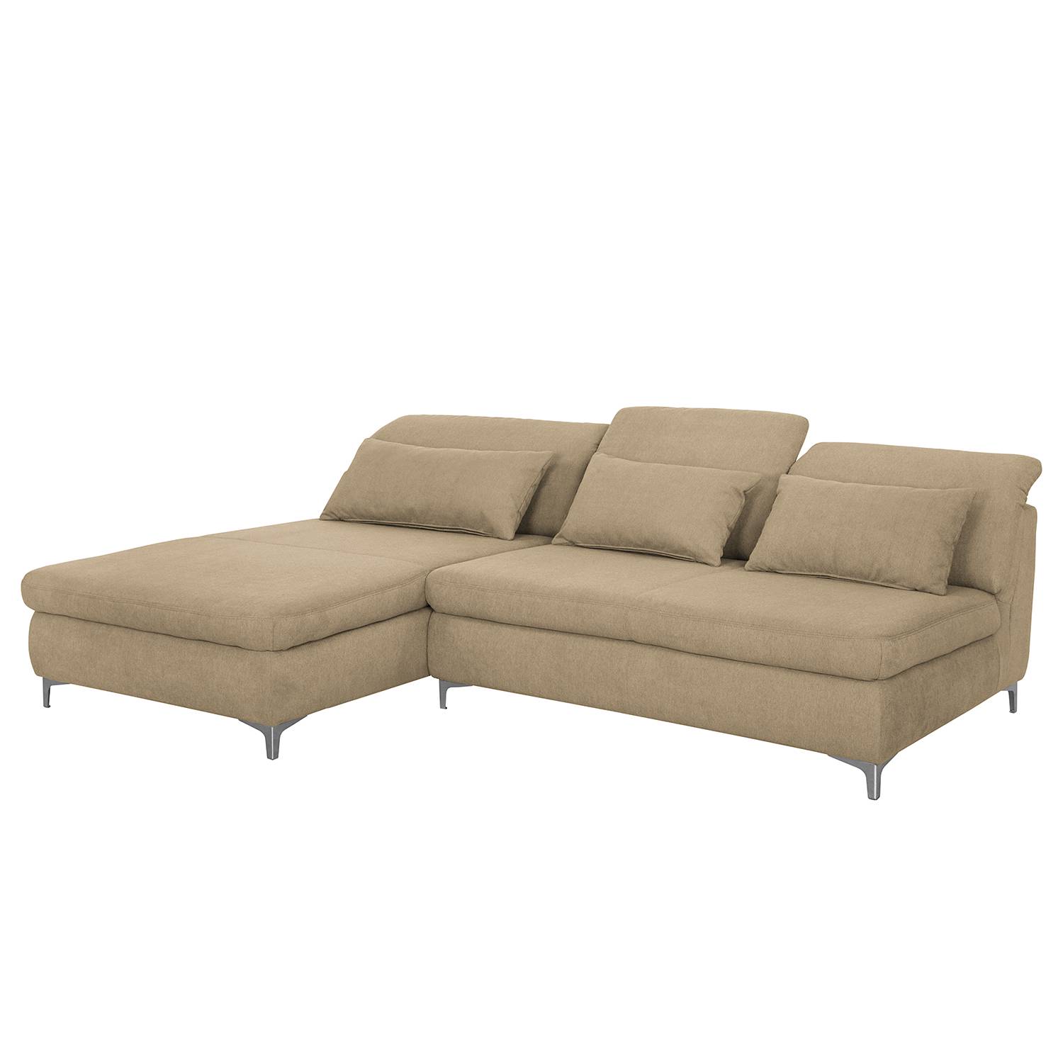 goedkoop Hoekbank Rockford II geweven stof Longchair vooraanzicht links Beige Fredriks