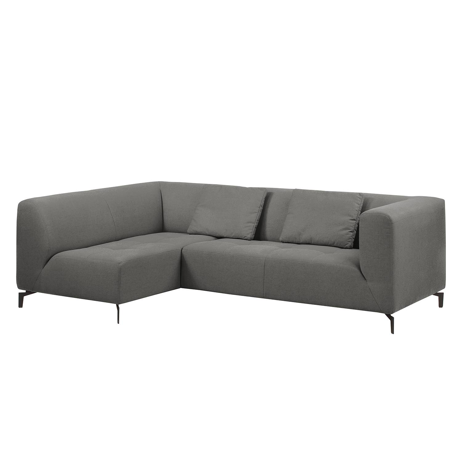 home24 Fredriks Ecksofa Rosewood Rauchgrau Webstoff 260x80x166 cm mit Hocker