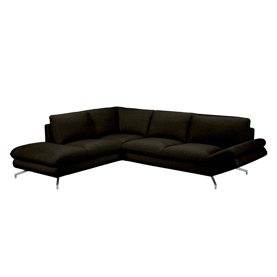 home24 loftscape Ecksofa Sharon 2,5-Sitzer Braun/Schwarz Webstoff 276x83x220 cm (BxHxT) Modern