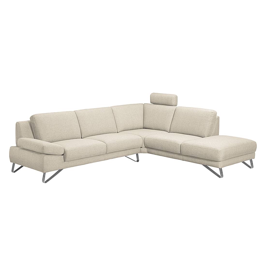 home24 loftscape Ecksofa Silvano I 2,5-Sitzer Beige Webstoff 270x81x232 cm (BxHxT) Modern