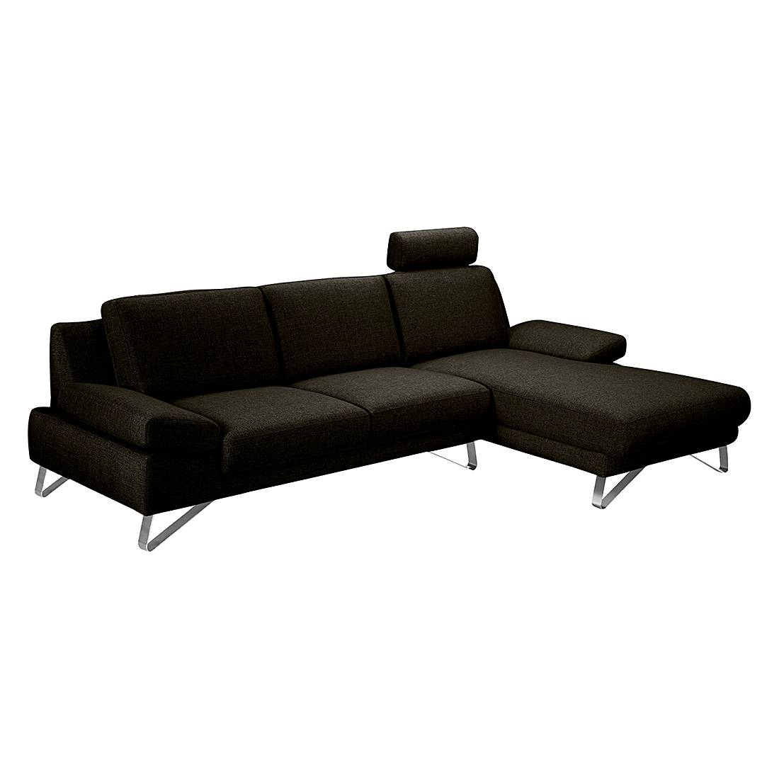 home24 loftscape Ecksofa Silvano 2,5-Sitzer Braun/Schwarz Webstoff 281x81x162 cm (BxHxT) Modern