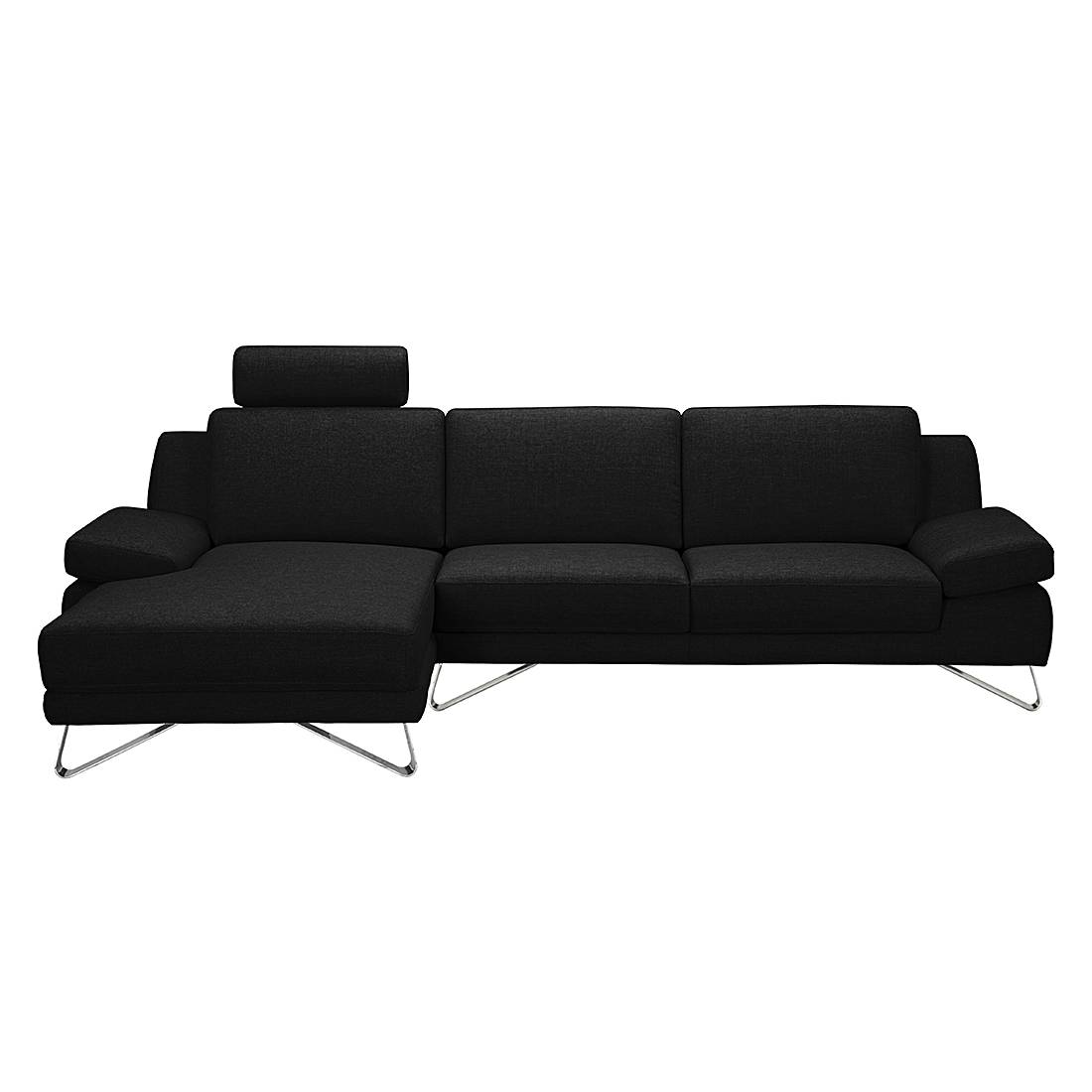 home24 loftscape Ecksofa Silvano 2,5-Sitzer Schwarz Webstoff 281x81x162 cm (BxHxT) Modern