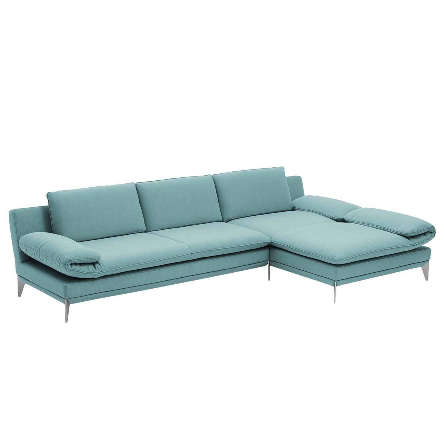 goedkoop Hoekbank Smoky Bay geweven stof Longchair vooraanzicht rechts Babyblauw Verstelbare armleuningen reconcept