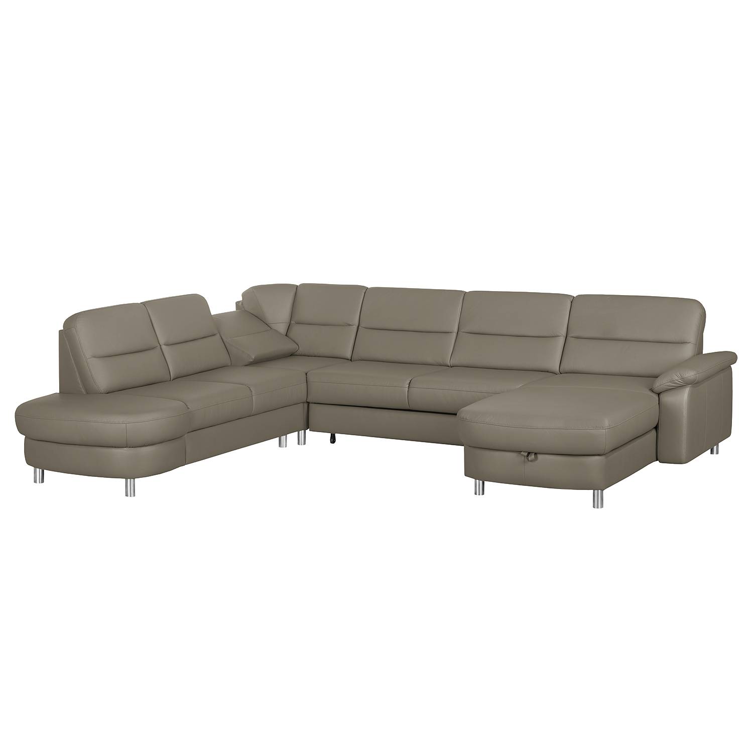 goedkoop Hoekbank Songea echt leer kunstleer longchair vooraanzicht rechts Met slaapfunctie Met relaxfunctie Grijs Nuovoform