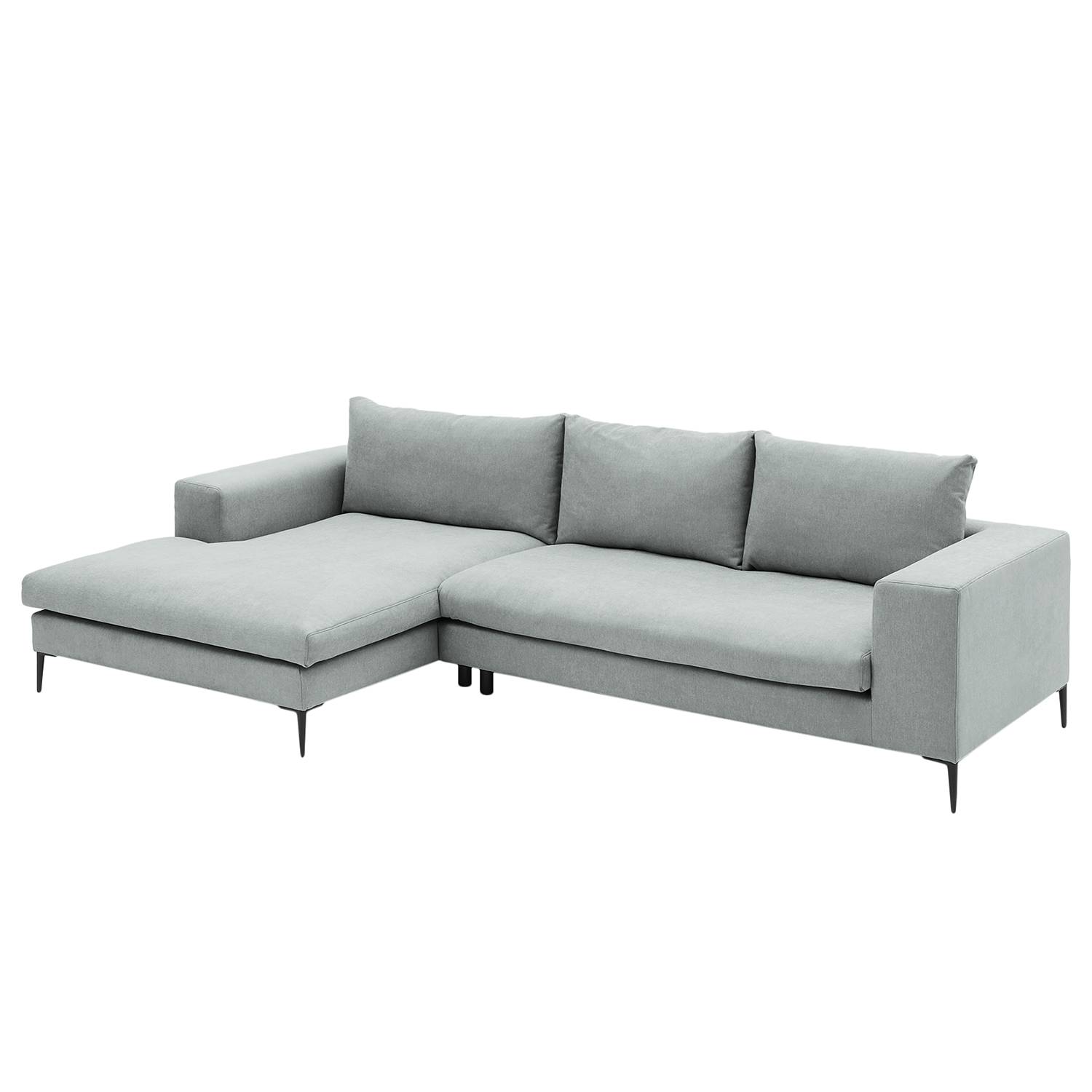 goedkoop Hoekbank Streaky Bay microvezel Longchair vooraanzicht links Zonder hocker Platinakleurig Fredriks