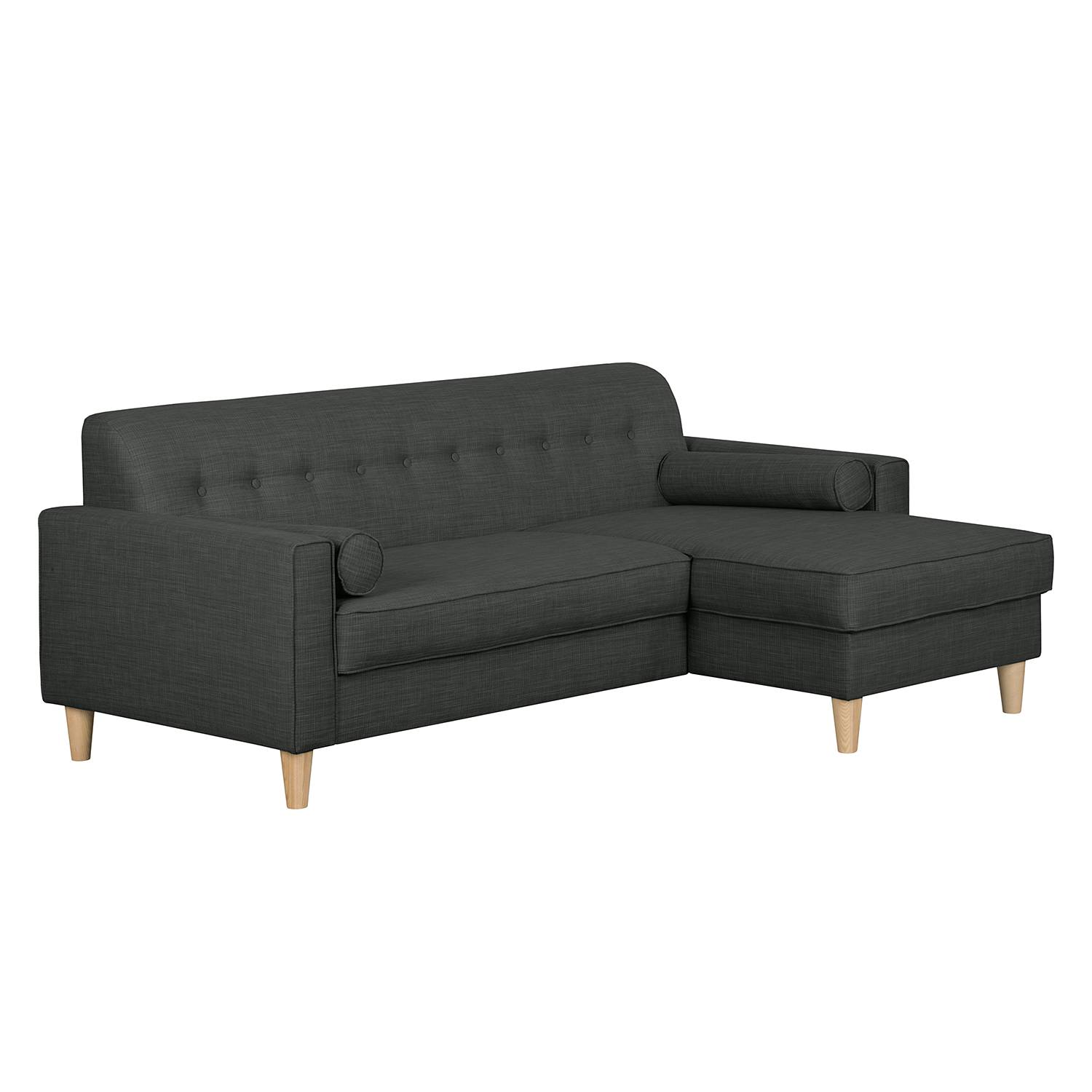 home24 Mørteens Ecksofa Viona I Anthrazit Webstoff 202x79x135 cm